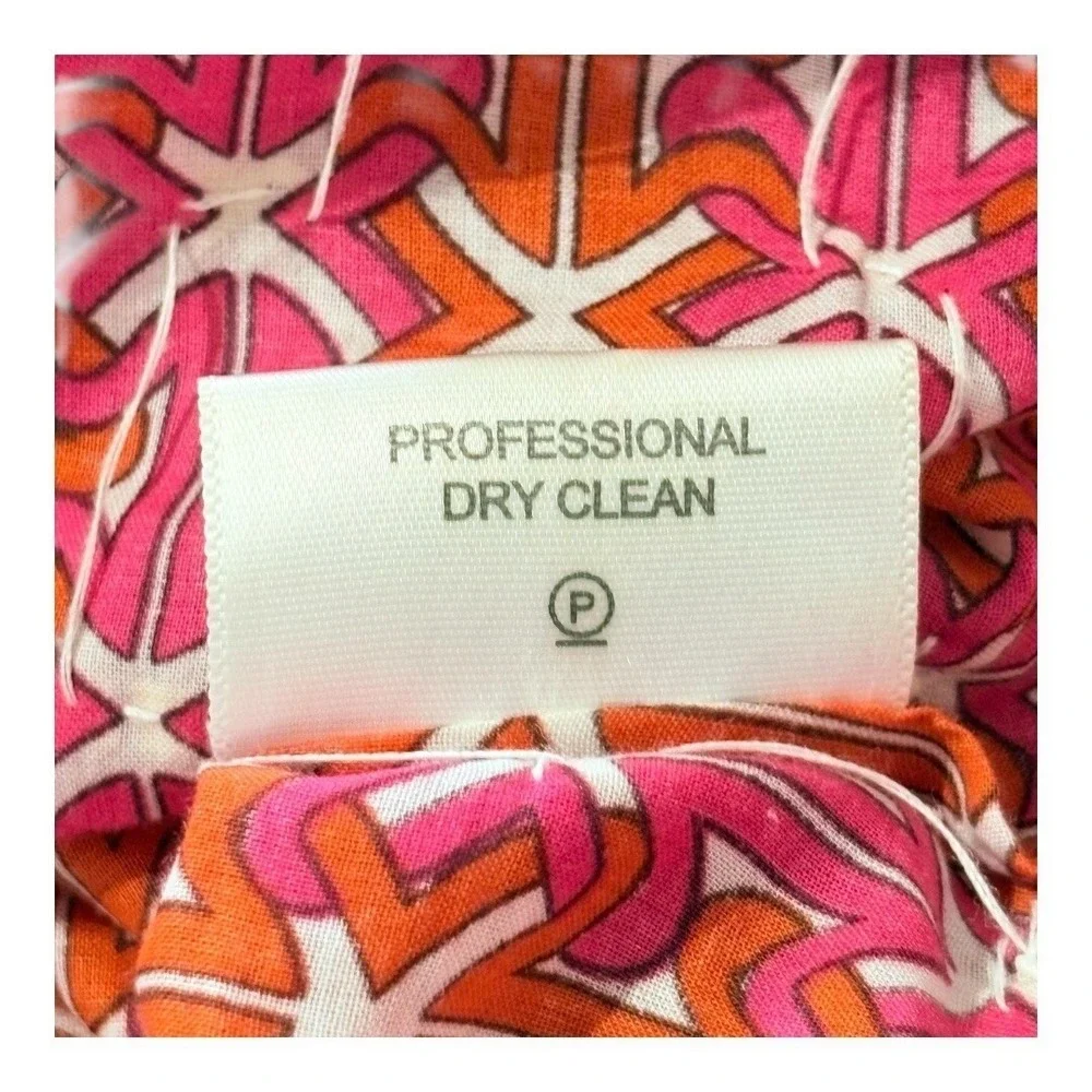 Tory Burch Stephanie Tunic Blouse Womens 2 Pink Orange Sequin Geometric‎ Cotton